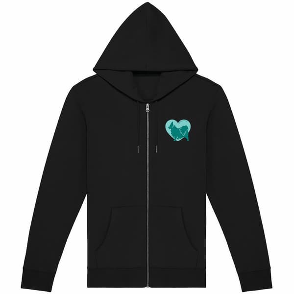 Image front Hoodie Zippé Cœur de Papillon - Couleur personnalisable