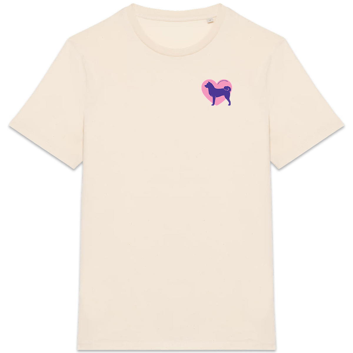 Image front T-Shirt BIO Cœur d'Akita Inu - Couleur personnalisable