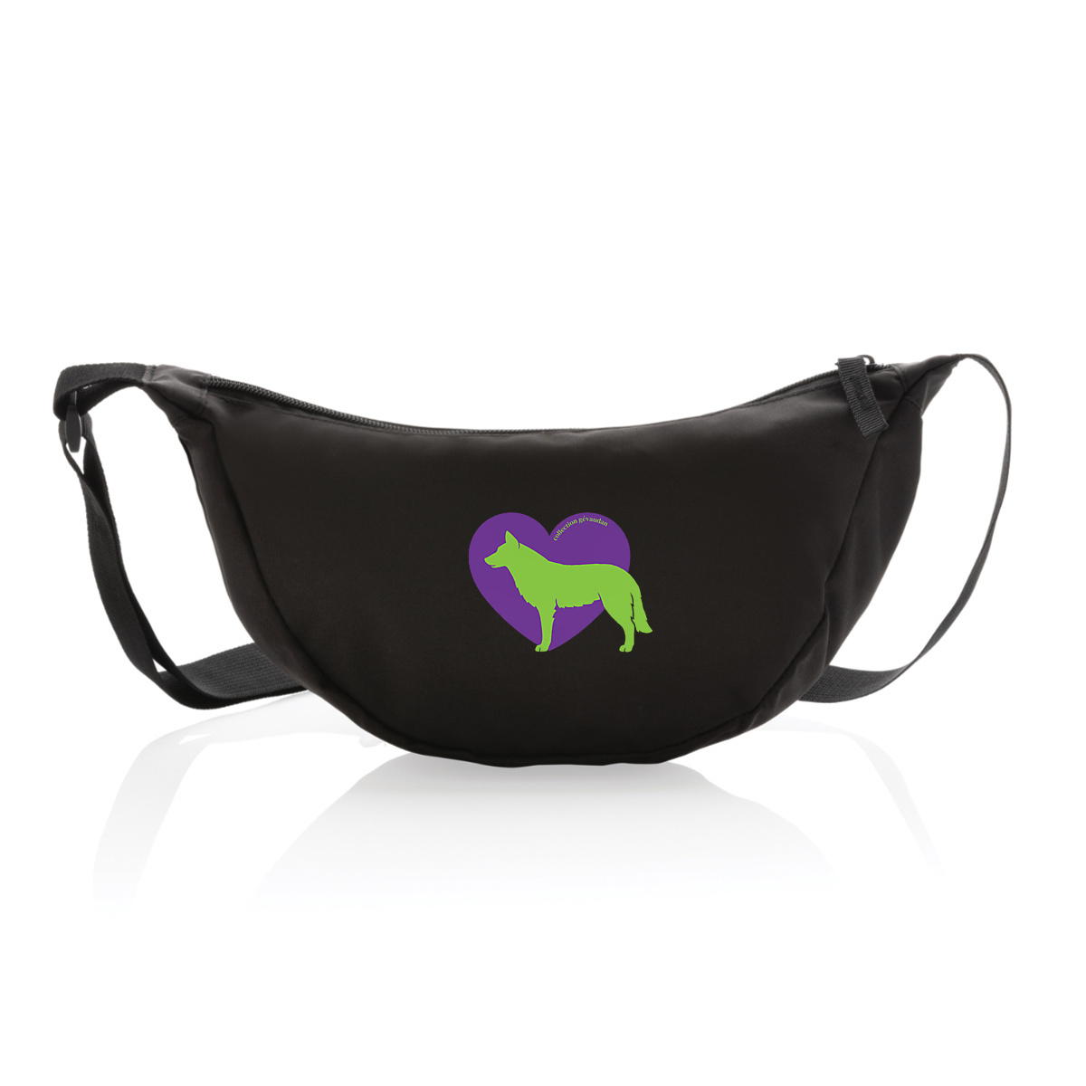 Image front Sac Banane Cœur de Chien-Loup - Couleur personnalisable