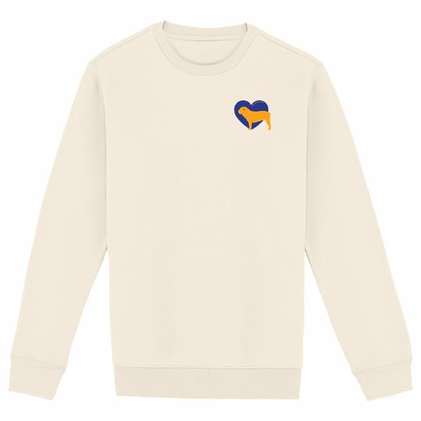 Image front Sweatshirt Cœur de Bouledogue Anglais - Couleur personnalisable