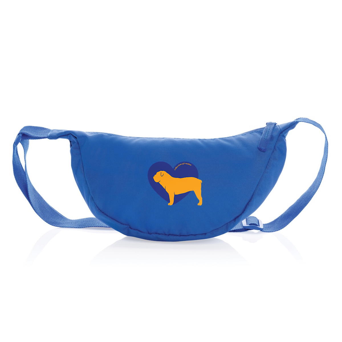 Image front Sac Banane Cœur de Bouledogue Anglais - Couleur personnalisable