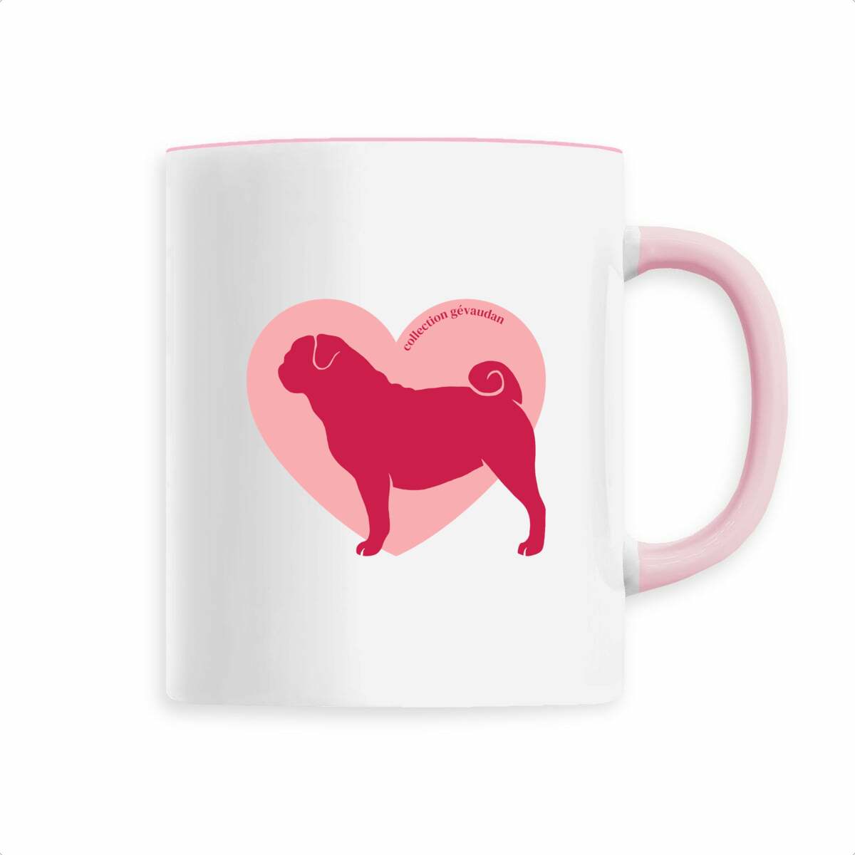 Image front Mug Cœur de Carlin - Couleur personnalisable