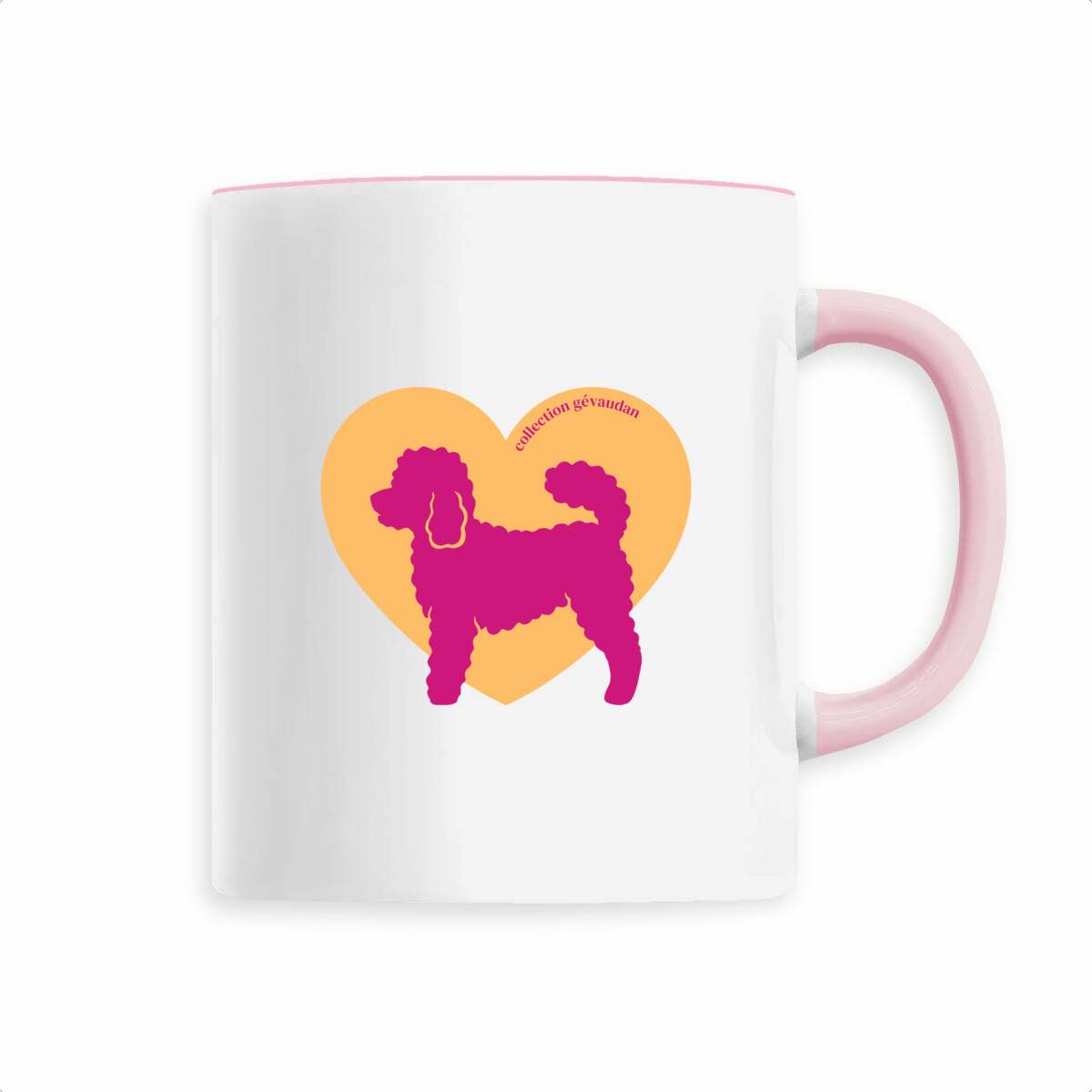 Image front Mug Cœur de Caniche Nain - Couleur personnalisable