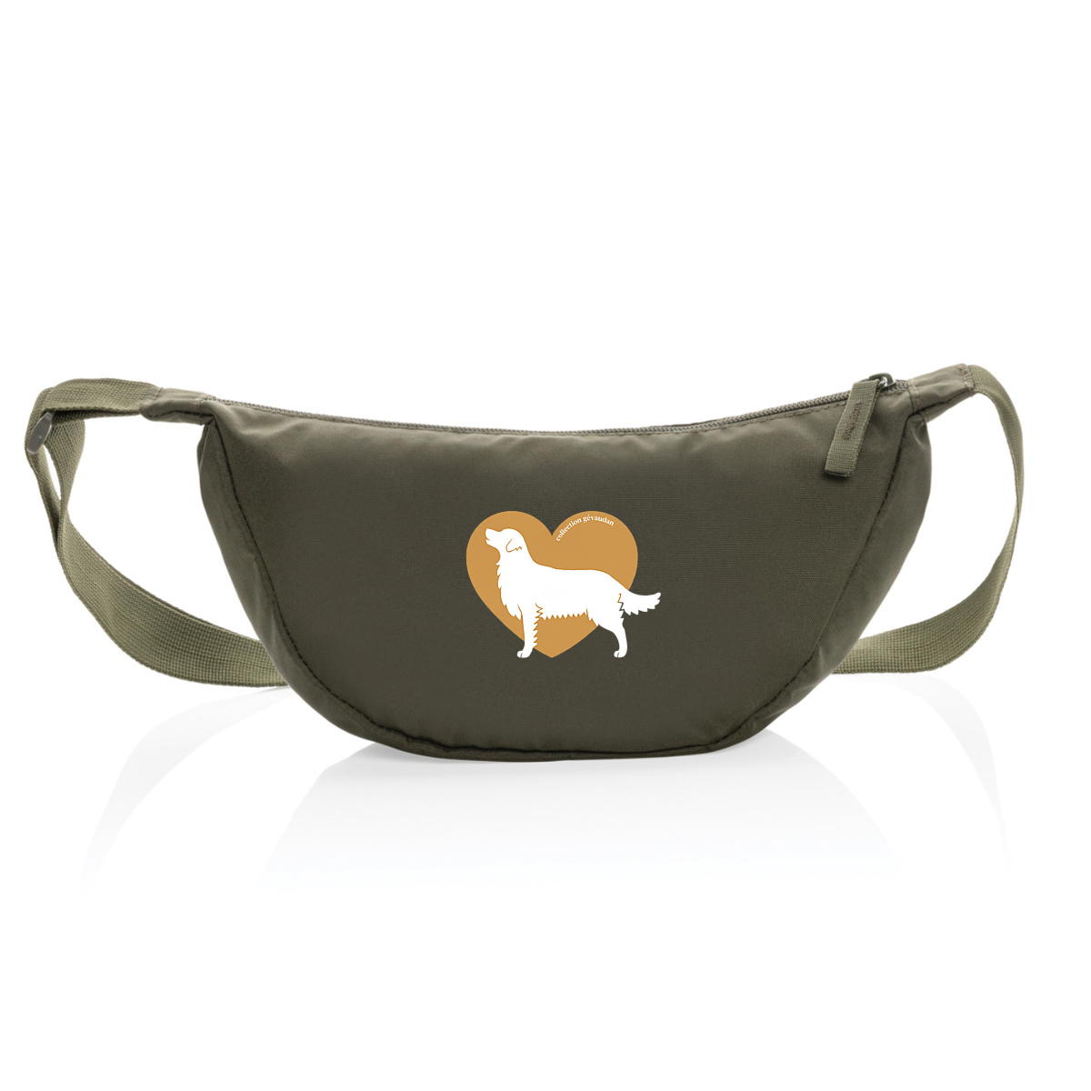 Image front Sac Banane Cœur de Golden Retriever - Couleur personnalisable
