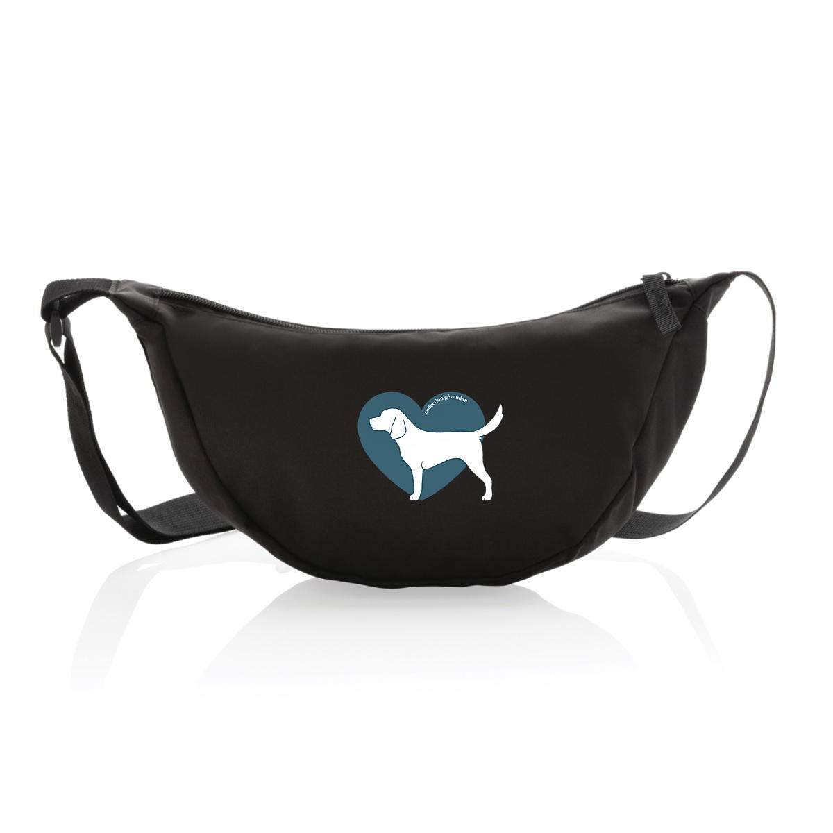 Image front Sac Banane Cœur de Beagle - Couleur personnalisable