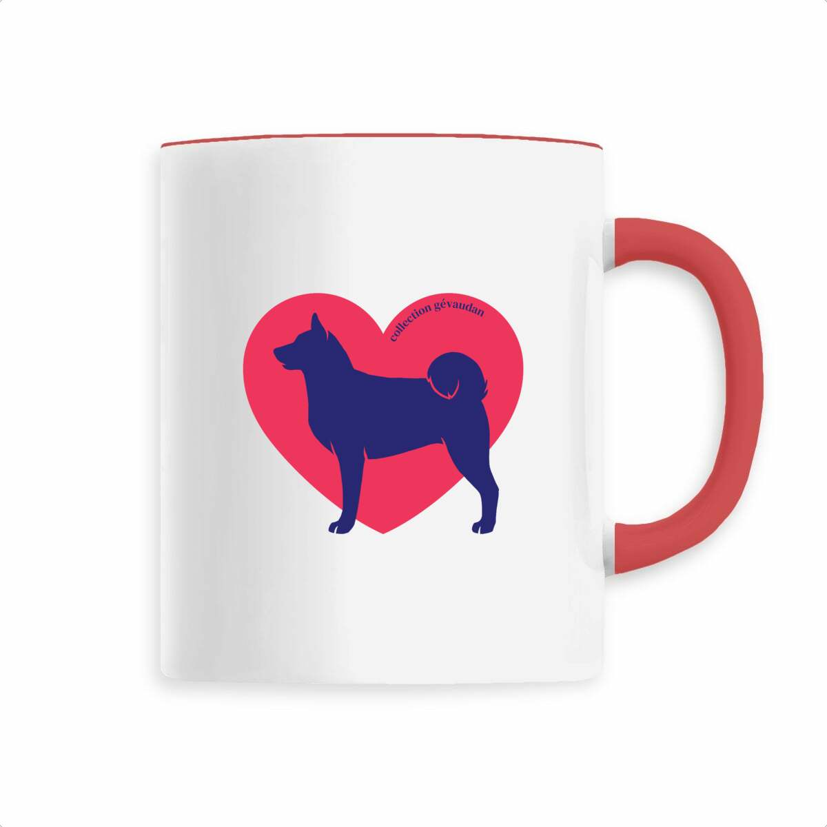 Image front Mug Cœur d'Akita Américain - Couleur personnalisable