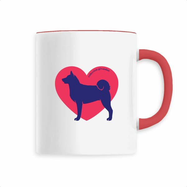 Image front Mug Cœur d'Akita Américain - Couleur personnalisable