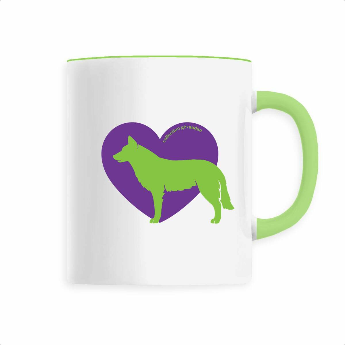 Image front Mug Cœur de Chien-Loup - Couleur personnalisable