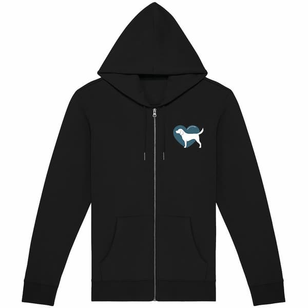 Image front Hoodie Zippé Cœur de Beagle - Couleur personnalisable