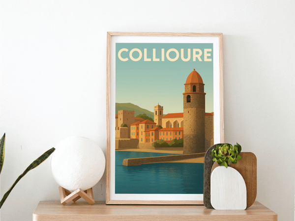 Poster vertical Collioure en couleurs chaleureuses - Image