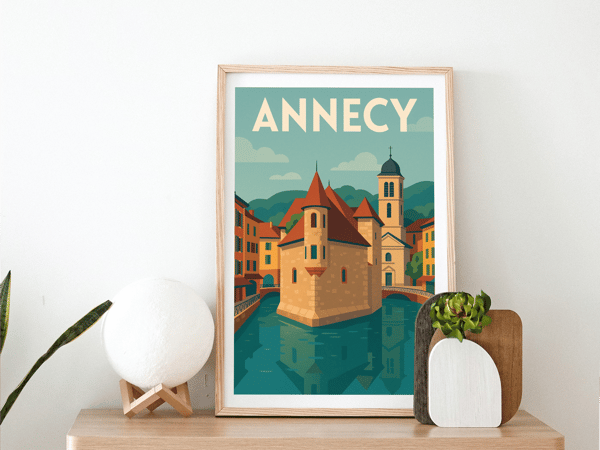 Poster vertical Annecy en couleurs chaleureuses - Image