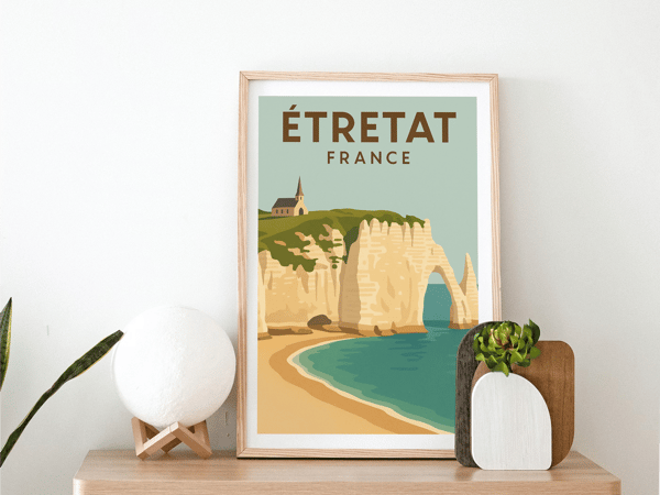 Poster vertical étretat en couleurs chaleureuses - Image