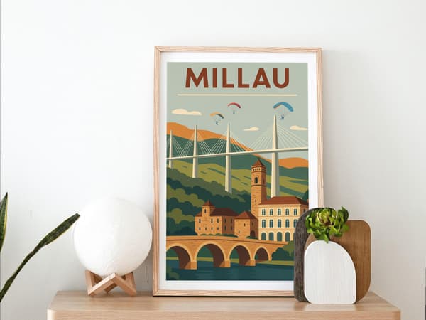 Poster vertical Millau en couleurs chaleureuses - Image