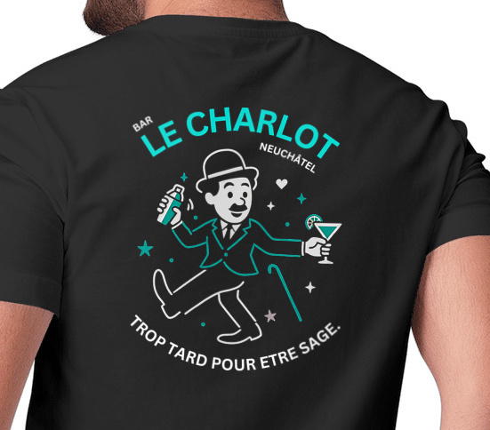 Image front T-Shirt Unisexe Charlot Édition Trop tard pour être sage