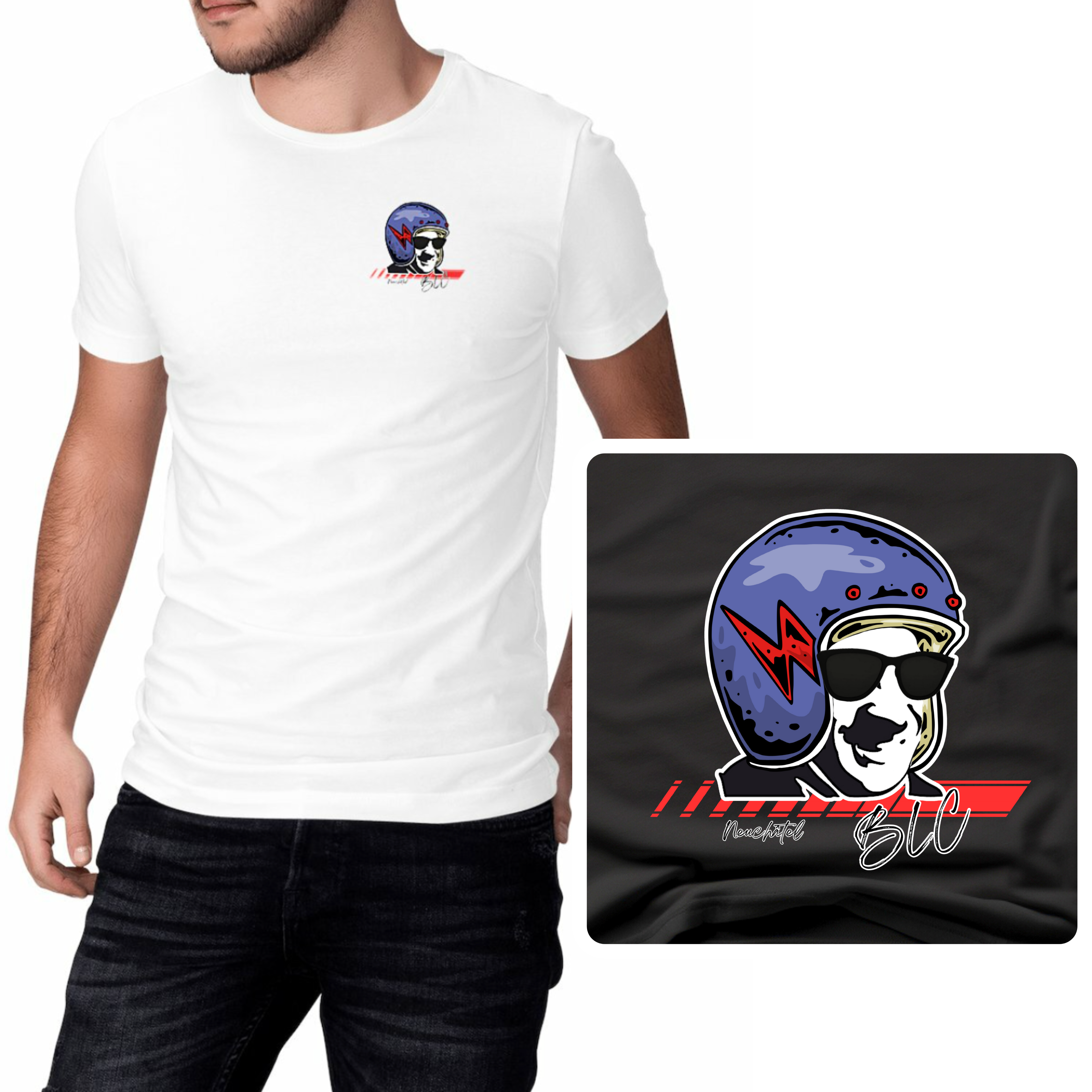 Image front T-Shirt Unisexe Charlot Édition Motard