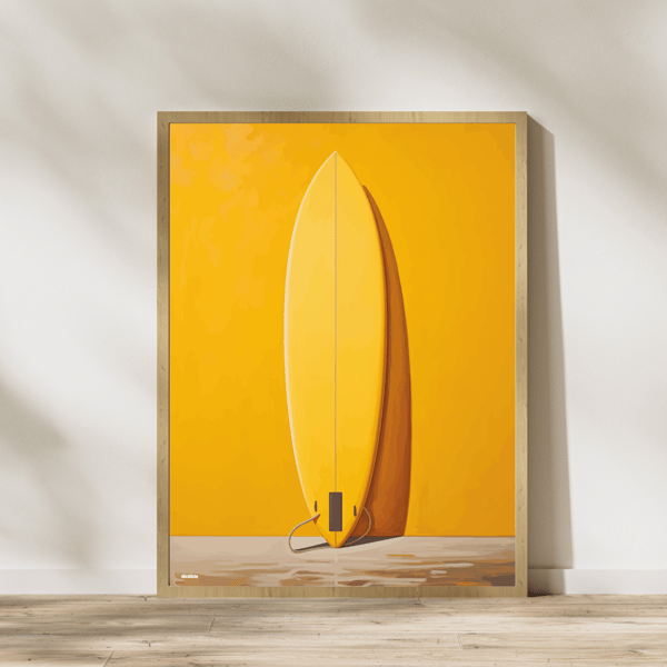 La planche de surf jaune - Image