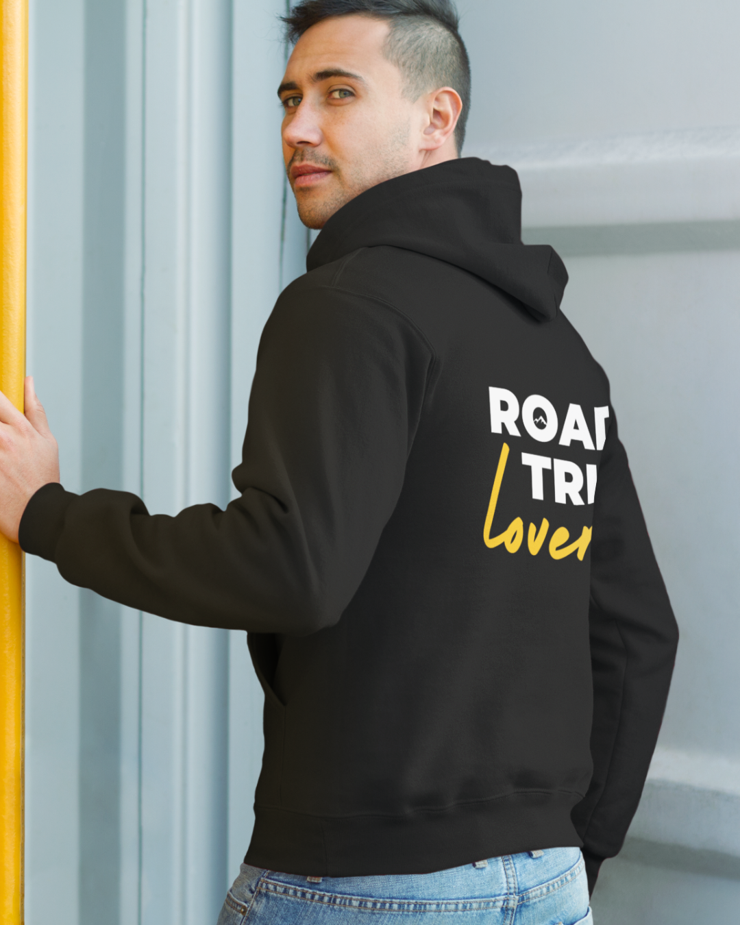 Image back ROAD TRIP LOVERS JAUNE - Sweat à capuche zippé unisexe