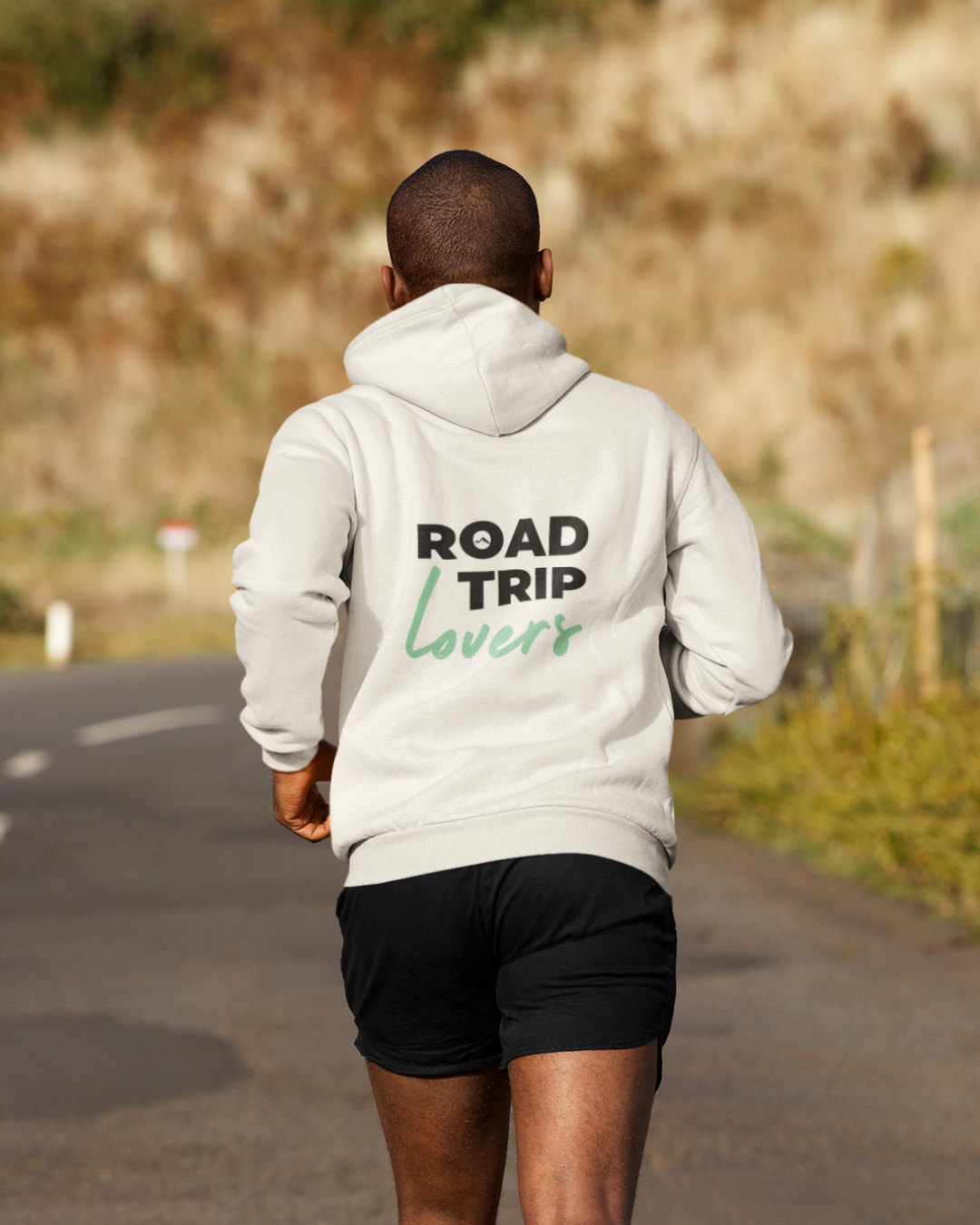Image back ROAD TRIP LOVERS VERT - Sweat à capuche ivoire zippé