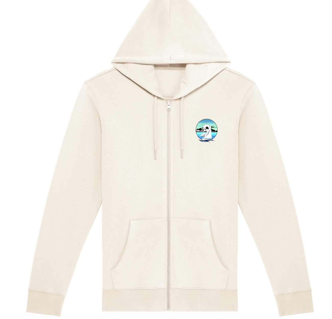 Sweat à capuche zippé unisexe inspiré des Calanques de Marseille.