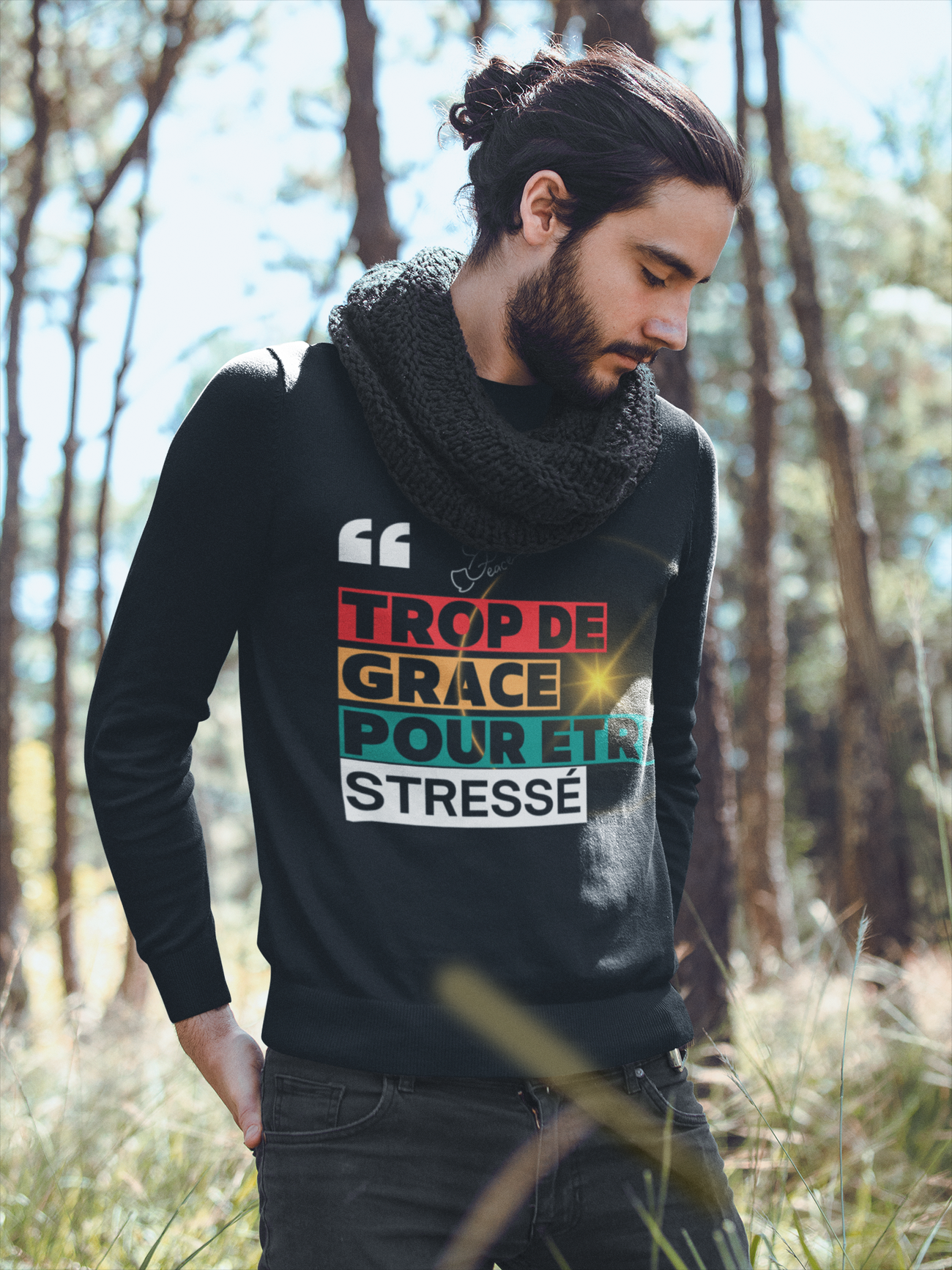 Homme Sweat-shirt Chrétien Léger - Trop de Grâce pour Être Stressé