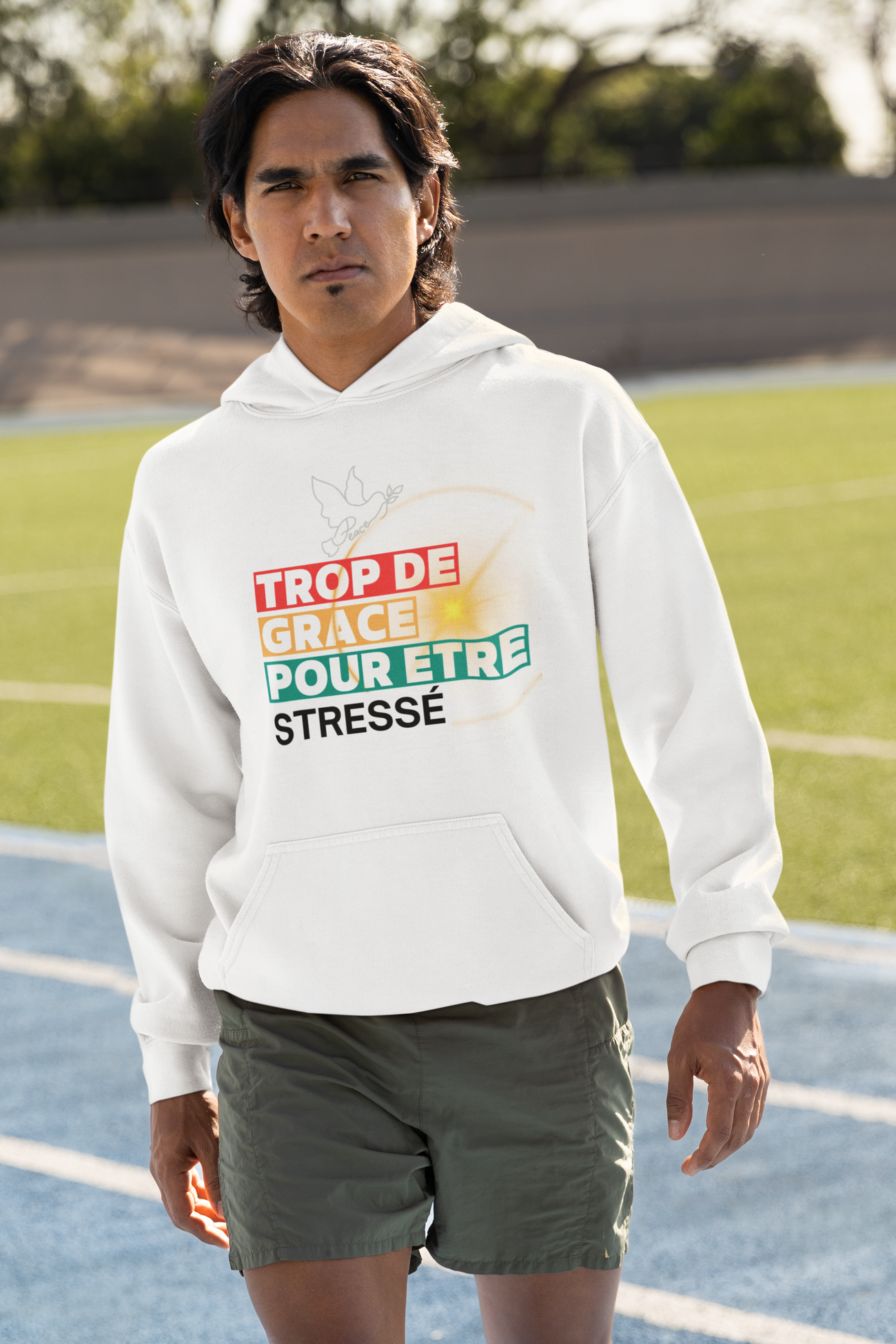 Homme Sweat chrétien à capuche EPAIS - Trop de Grâce Pour Être Stressé