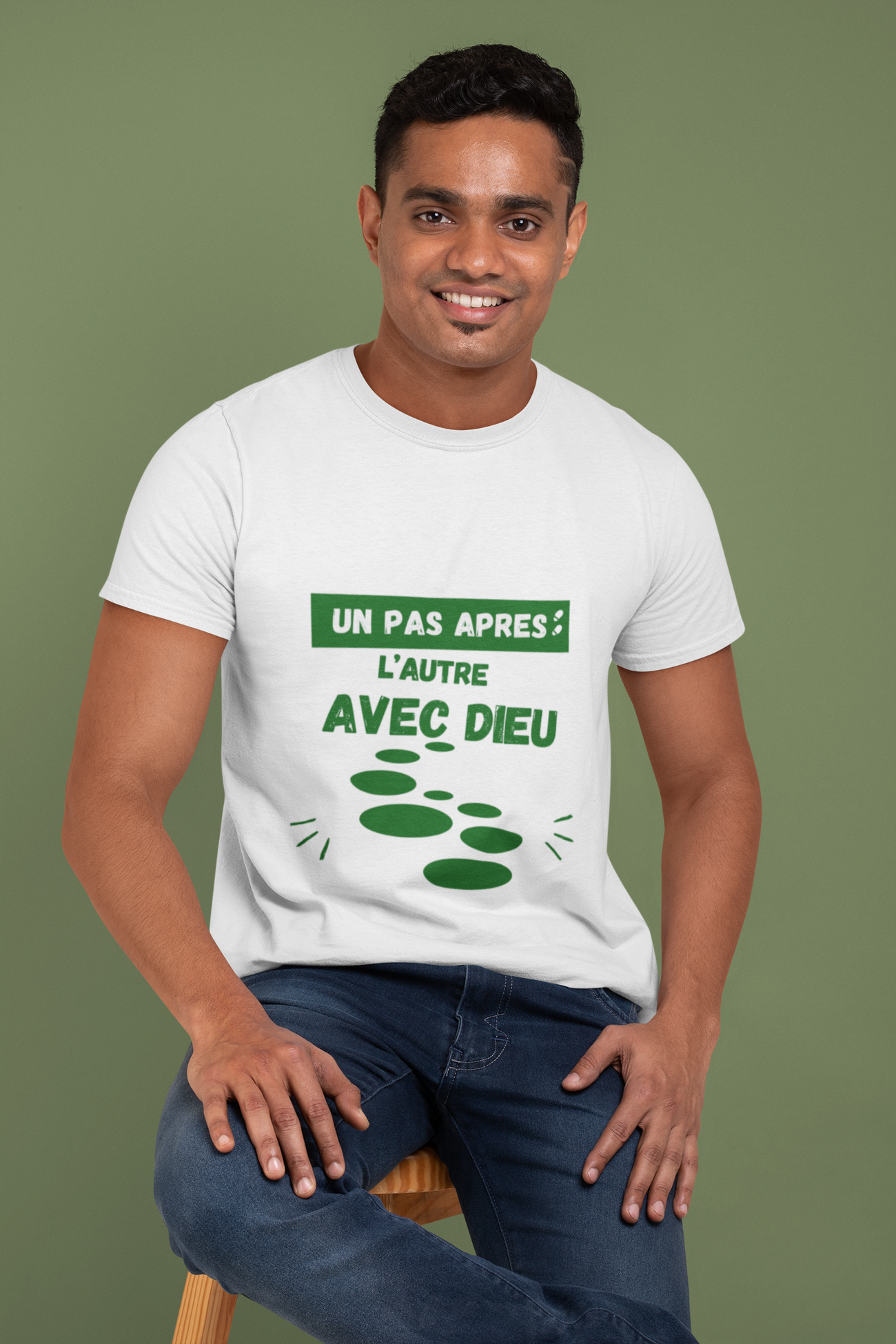 T-shirt UNISEXE Chrétien Classique - Un Pas Après L'autre avec Dieu