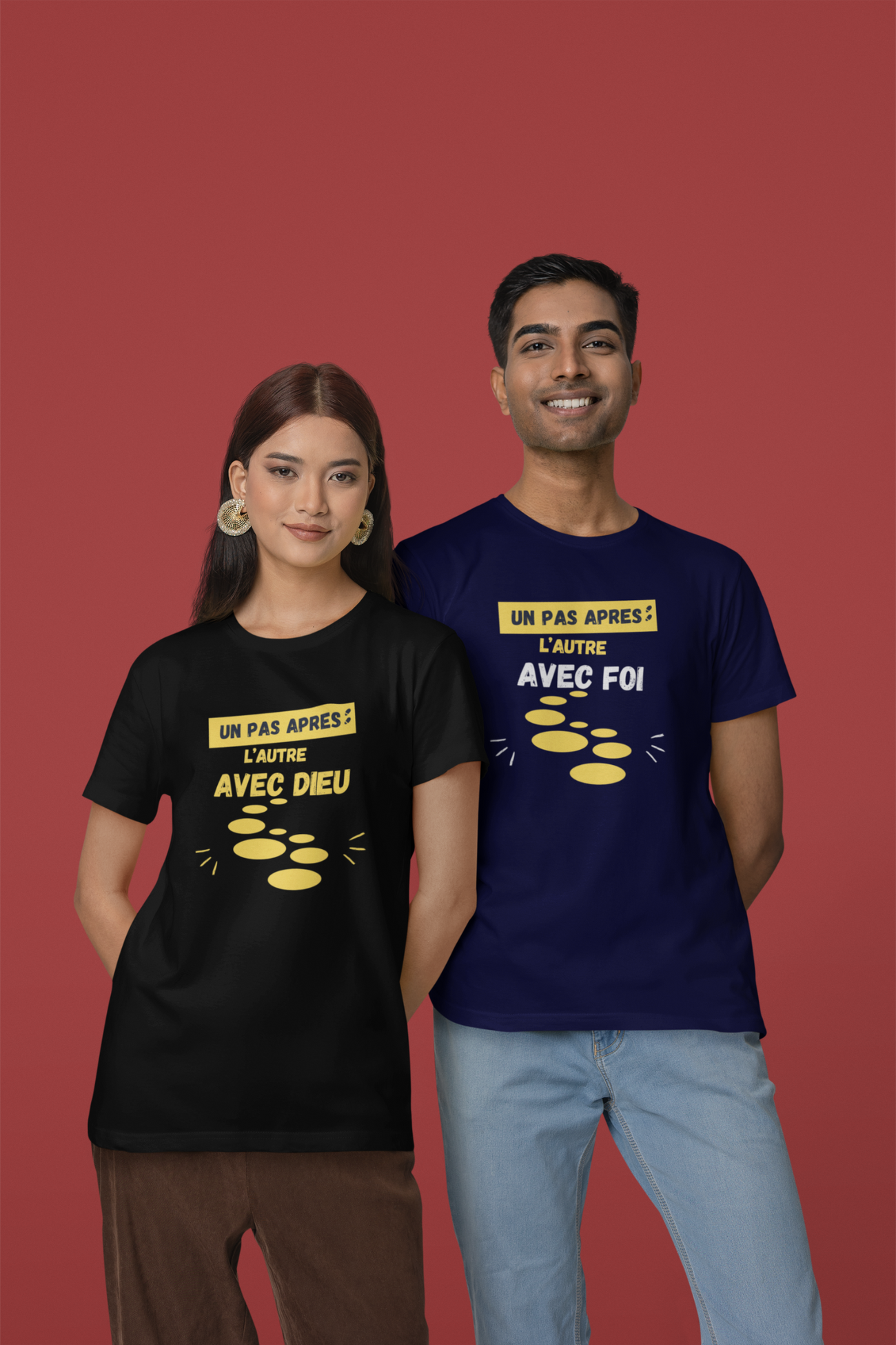 T-shirt Chrétien Classique Unisex Un pas après l'autre avec FOI