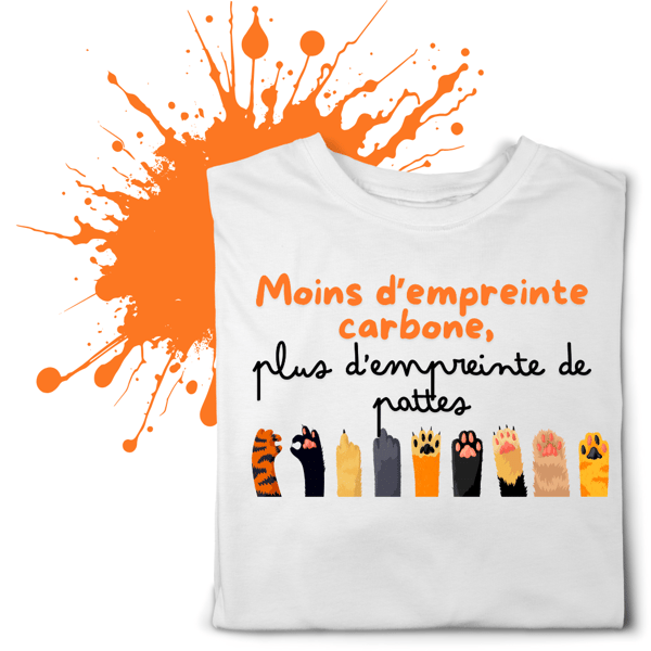 Moins d'empreinte carbone, plus d'empreinte de pattes -T-shirt Bioéthique – Mode engagée pour la planète et les animaux
