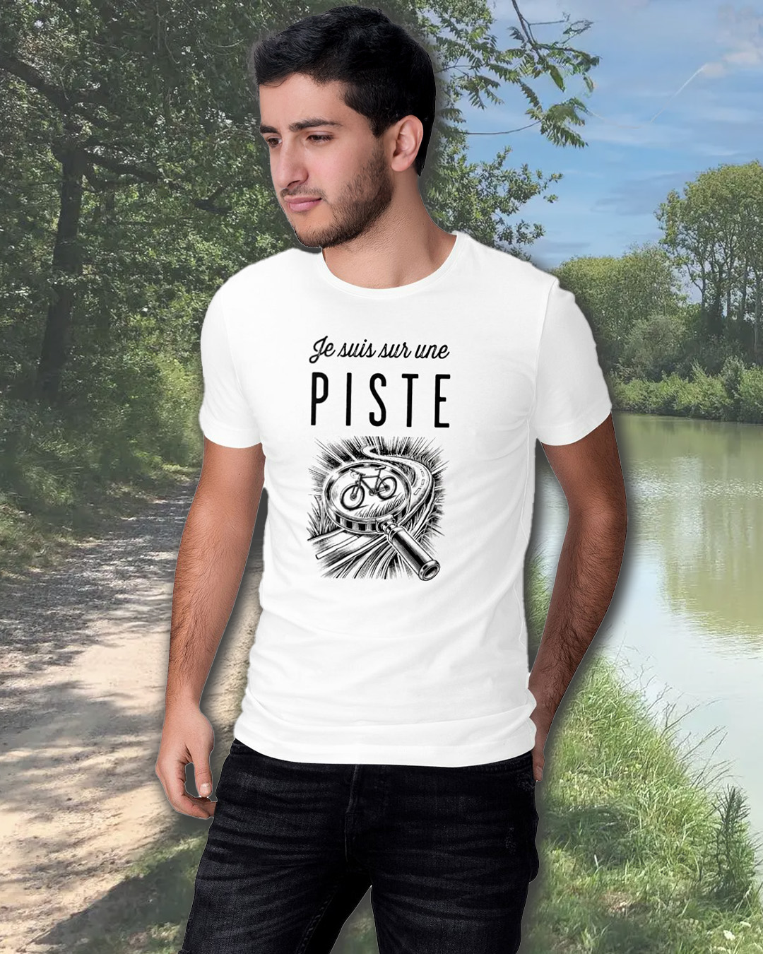 Image front T-shirt Unisexe épais - Je suis sur une piste !