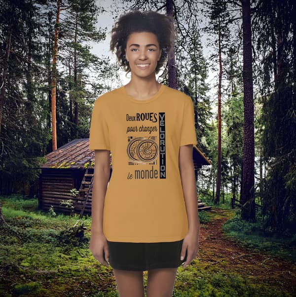 Image front T-shirt Unisexe Vintage - à vélo pour changer le monde