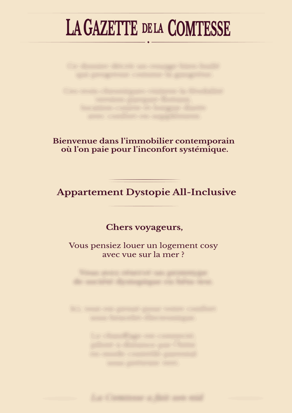 Image back La Gazette de la Comtesse | Numéro 6 | Dossier spécial Chroniques de la féodalité locative - Chroniques de satire éthique d'auteur en HD