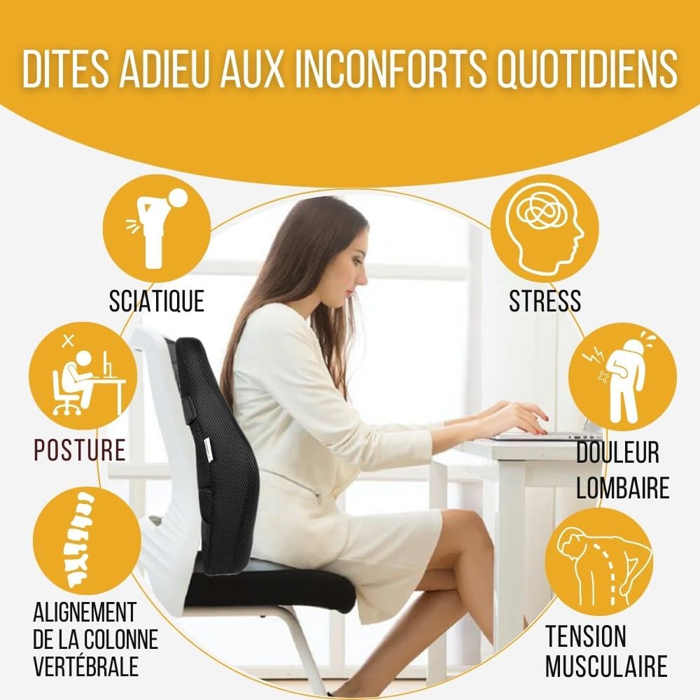 Image front Coussin de soutien lombaire allongé INPHYSIO 45X41X10.5cm
