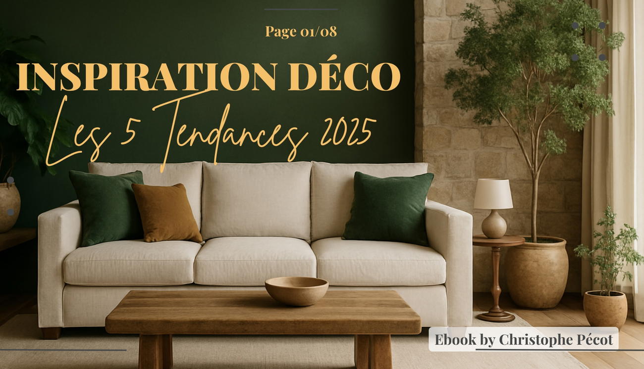 Image front Ebook sur le thème des 5 grandes tendances 2025 de la déco intérieure 