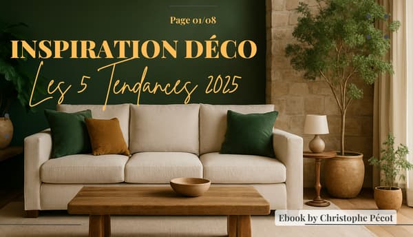 Image front Ebook sur le thème des 5 grandes tendances 2025 de la déco intérieure 