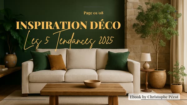 Image front Ebook sur le thème des 5 grandes tendances 2025 de la déco intérieure 