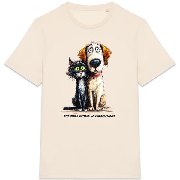 Image front T-shirt Unisexe Confort Bio - "Ensemble contre la maltraitance"