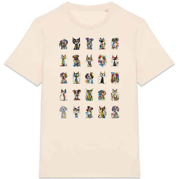 Image front T-shirt Unisexe Confort Bio - "Team Chats & Chiens"