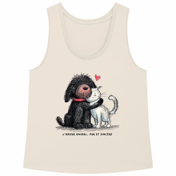 Image front Débardeur Femme Bio Ample - "L'amour animal, pur et sincère" 