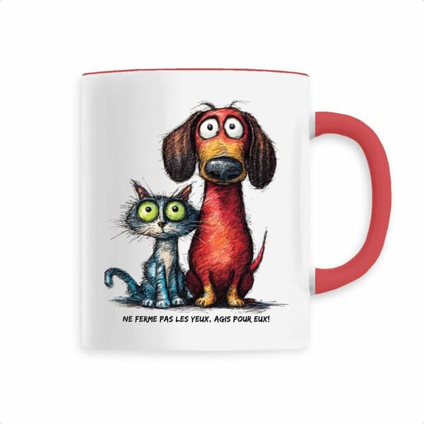Image front Mug Céramique - "Ne ferme pas les yeux, Agis pour eux!"