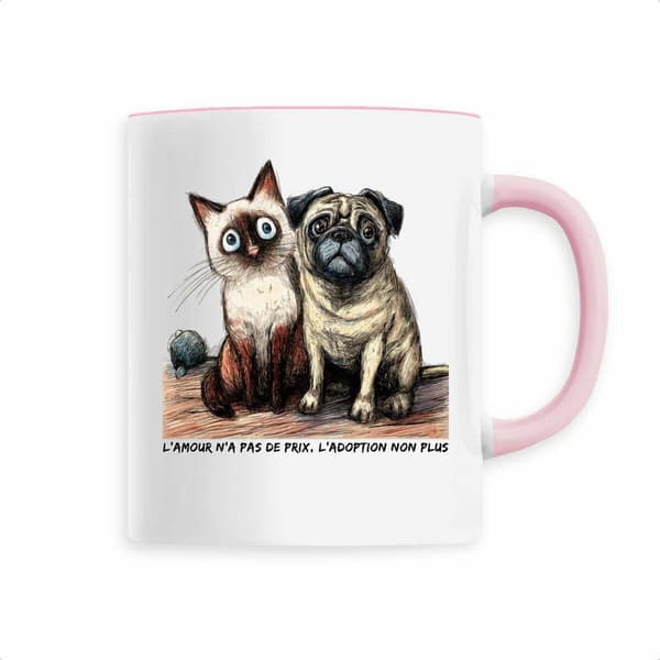 Image front Mug Céramique - "L'amour n'a pas de prix, l'adoption non plus"