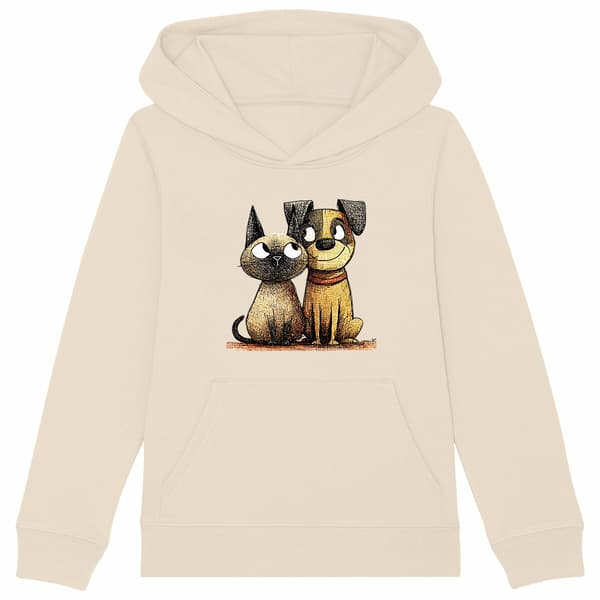 Image front Sweat à capuche Enfant Confort Bio - "Duo Inséparable Siamois & Jack Russell"