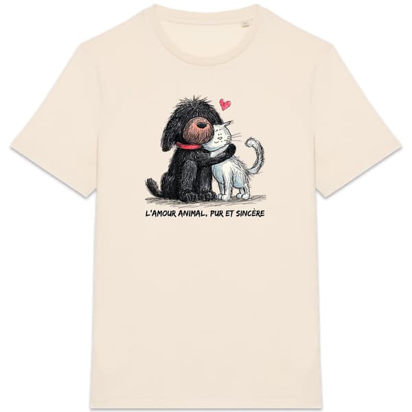Image front T-shirt Unisexe Confort Bio - "L'amour animal, pur et sincère"