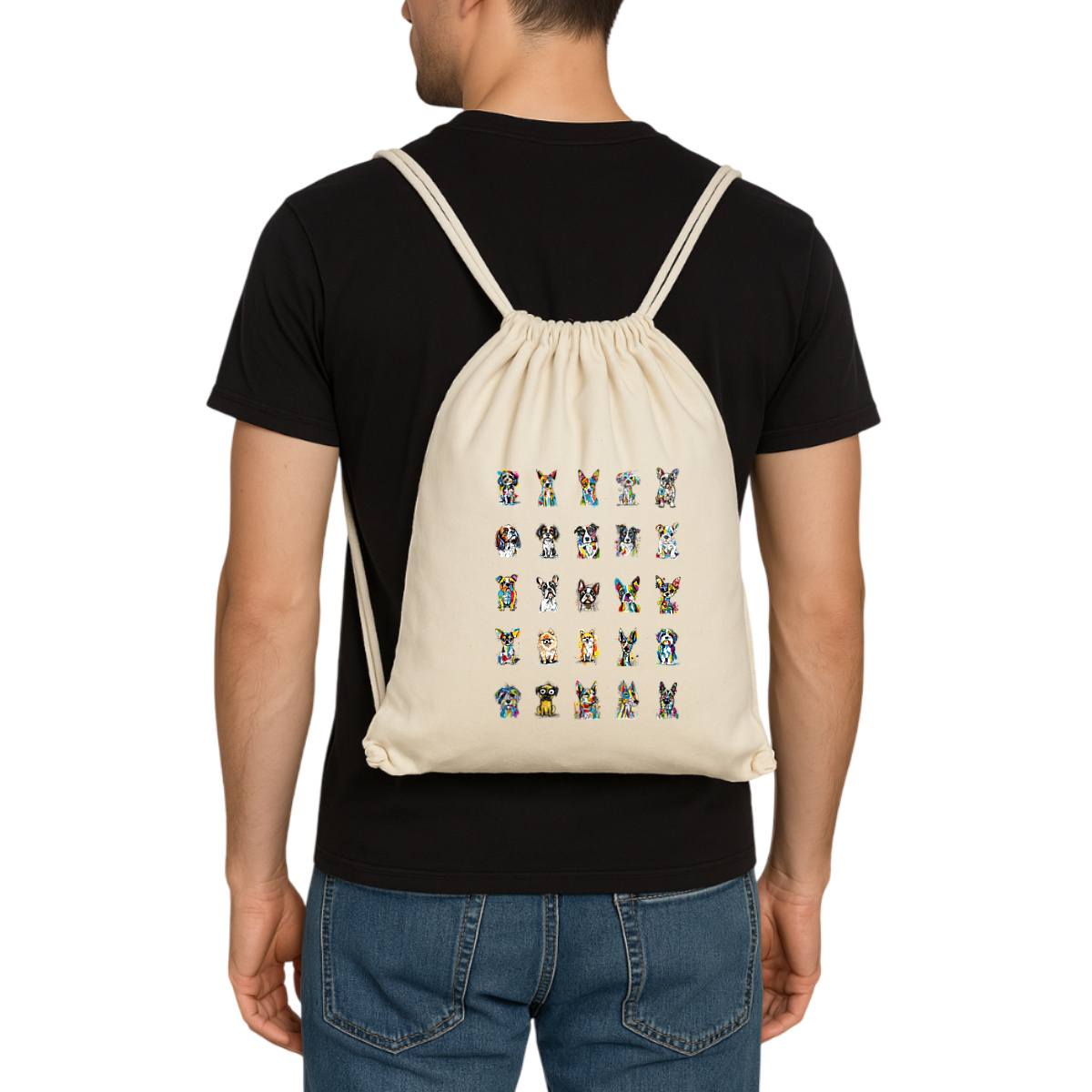 Image front Totebag Ethnique Recyclé - "Contre l'abandon, pour l'adoption"