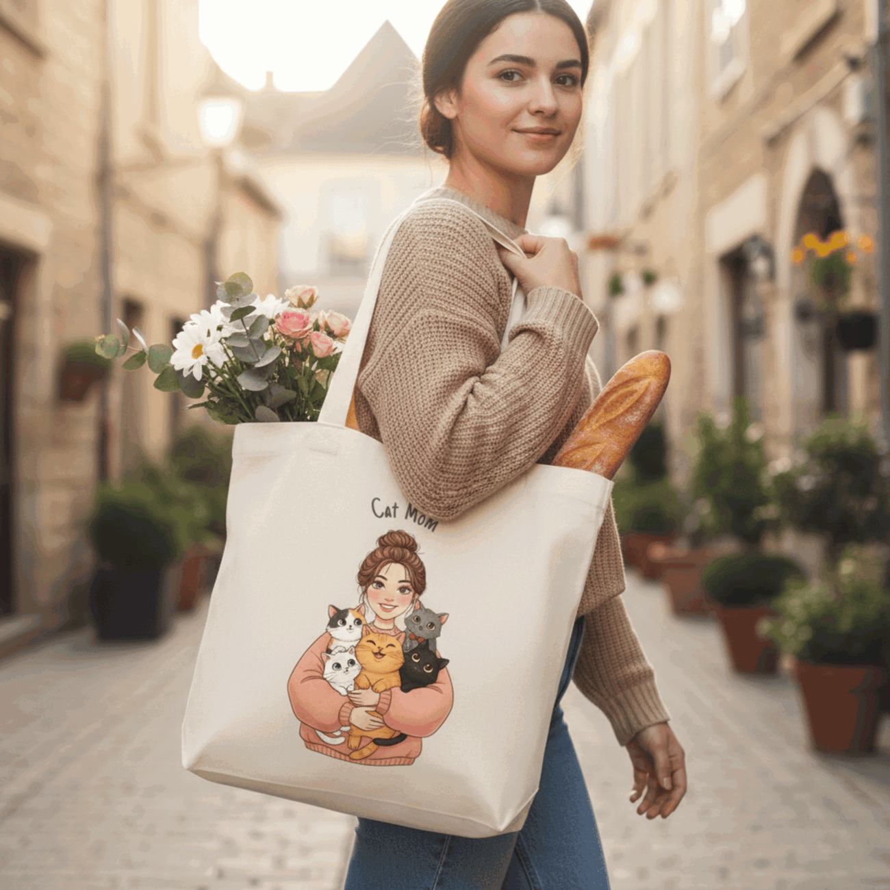 Image front Tote bag Cat Mom - Le sac des mamans chat engagées !