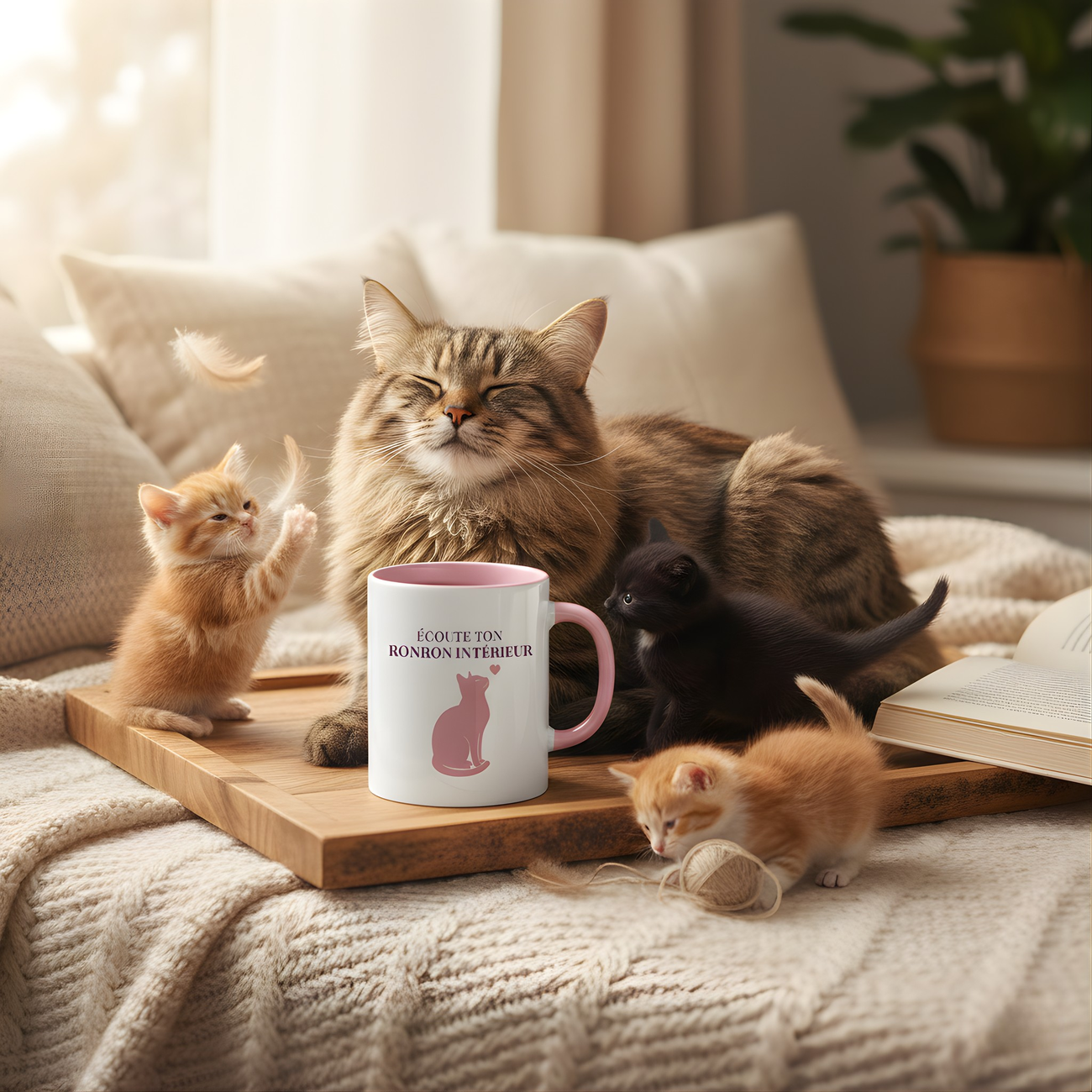 Image front Mug Écoute ton ronron intérieur | Citation chat bien-être et feel good