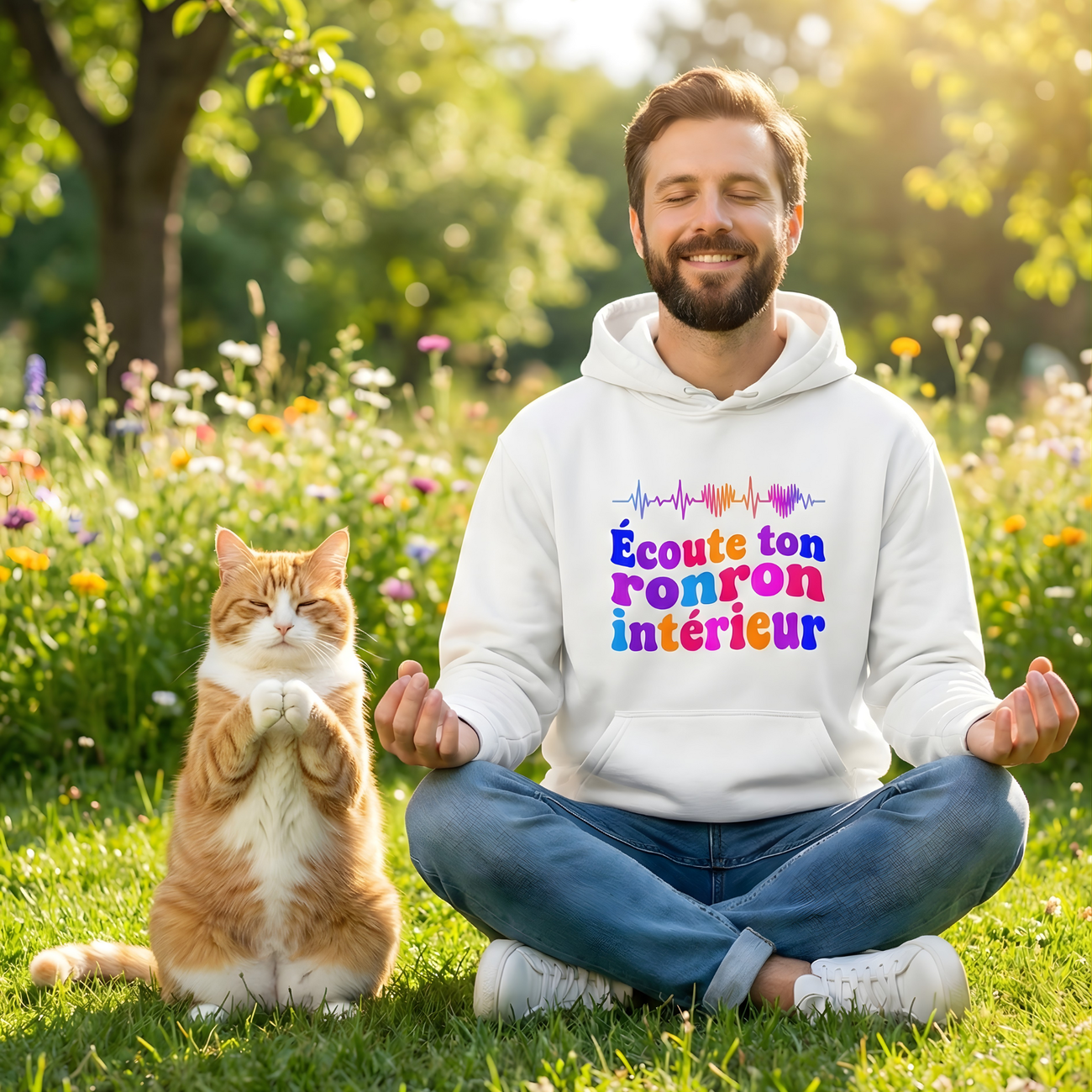 Image front Citation chat Écoute ton ronron intérieur | Chat zen & vibes positives