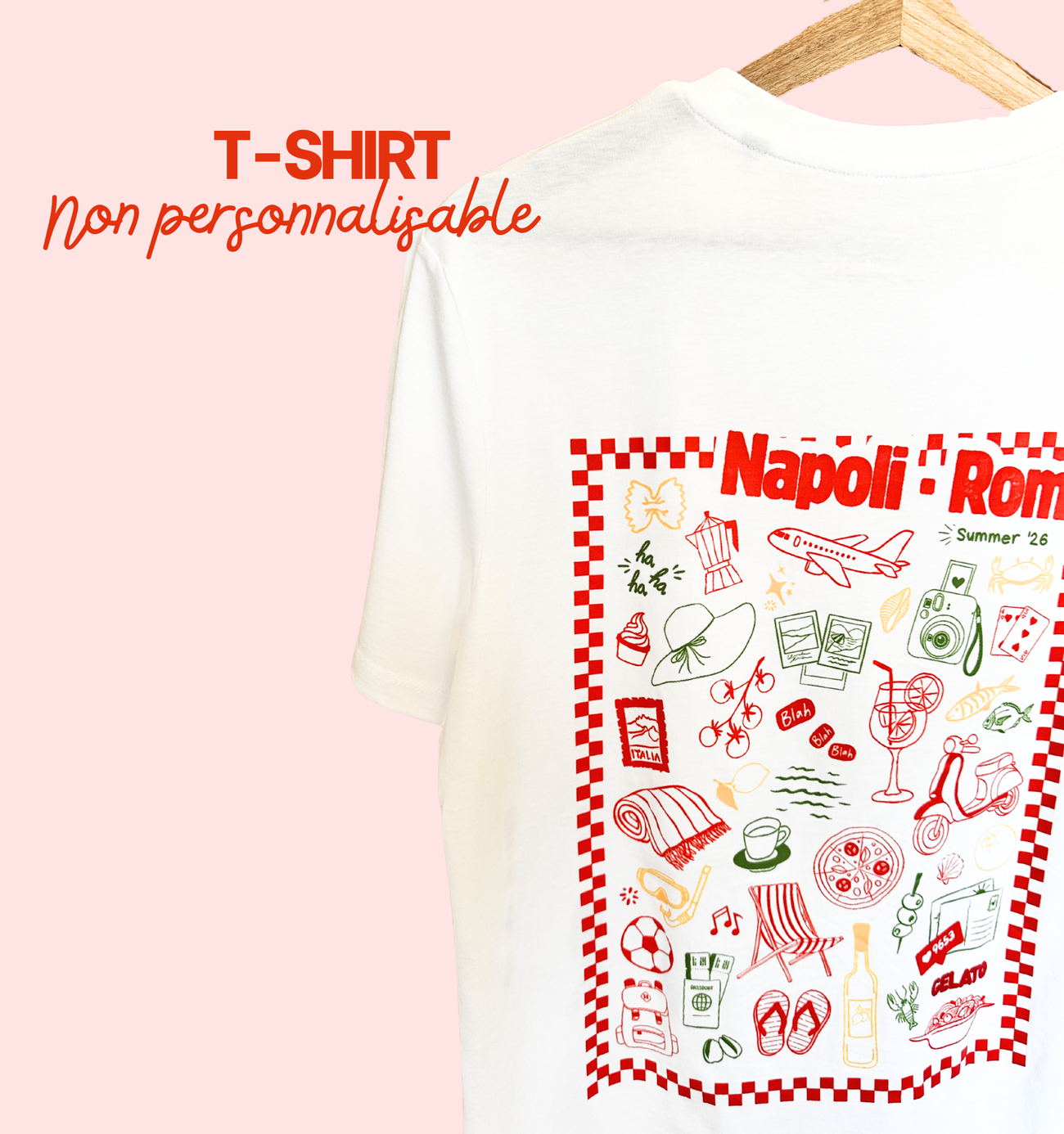 Image front T-shirt illustré Italie – Napoli · Roma