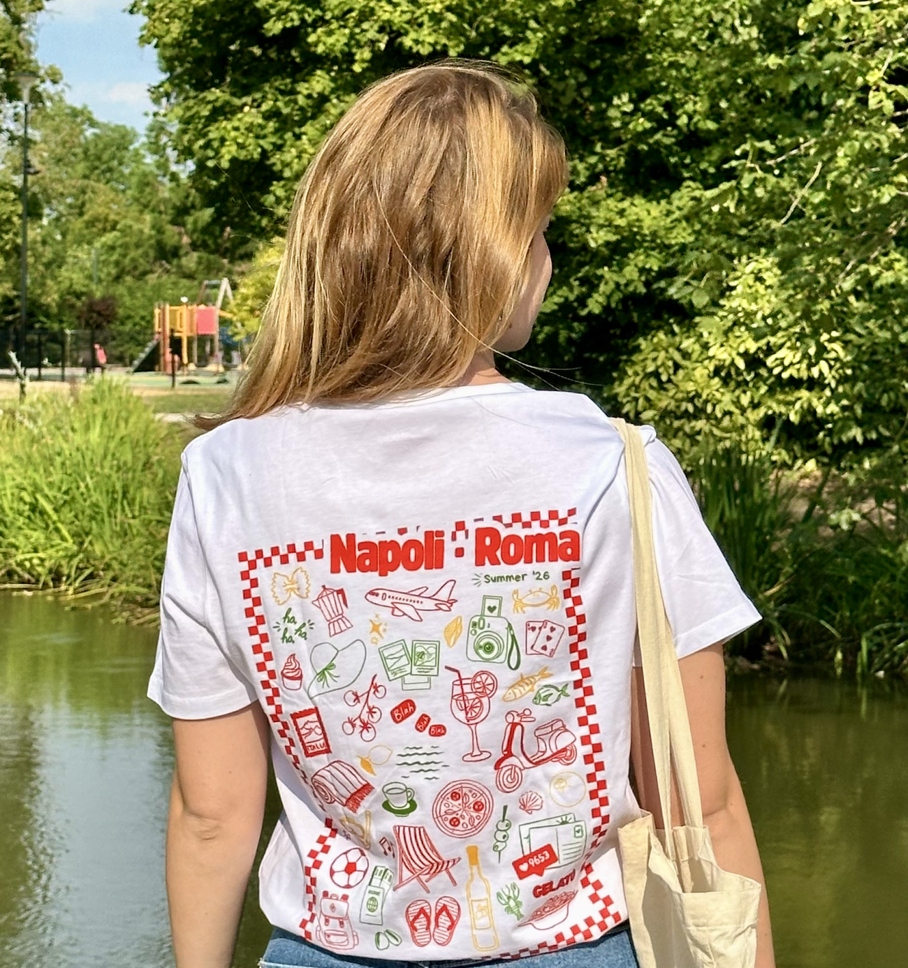 Image front T-shirt illustré Italie – Napoli · Roma