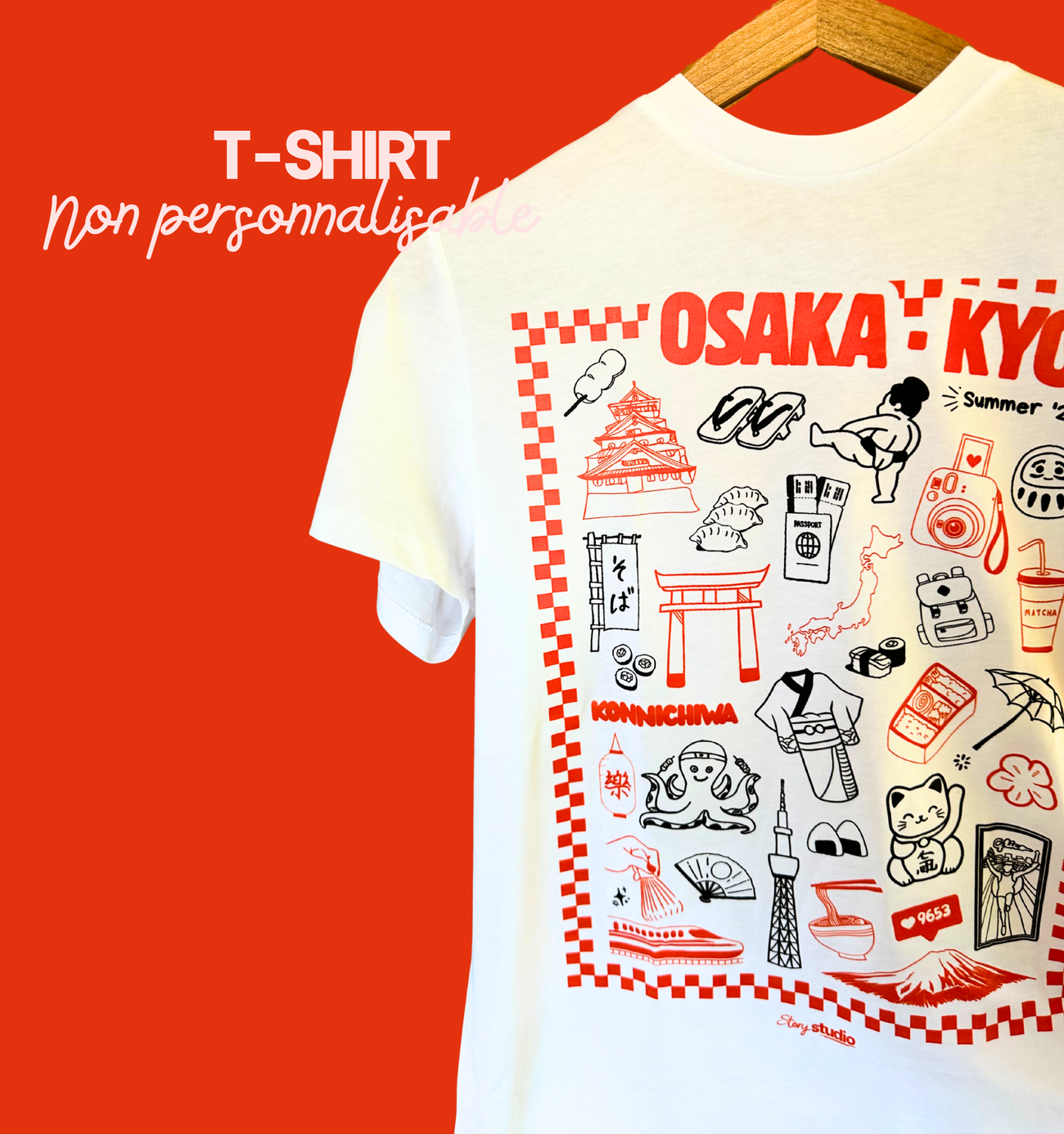 Image front T-shirt illustré Japon – Osaka · Kyoto