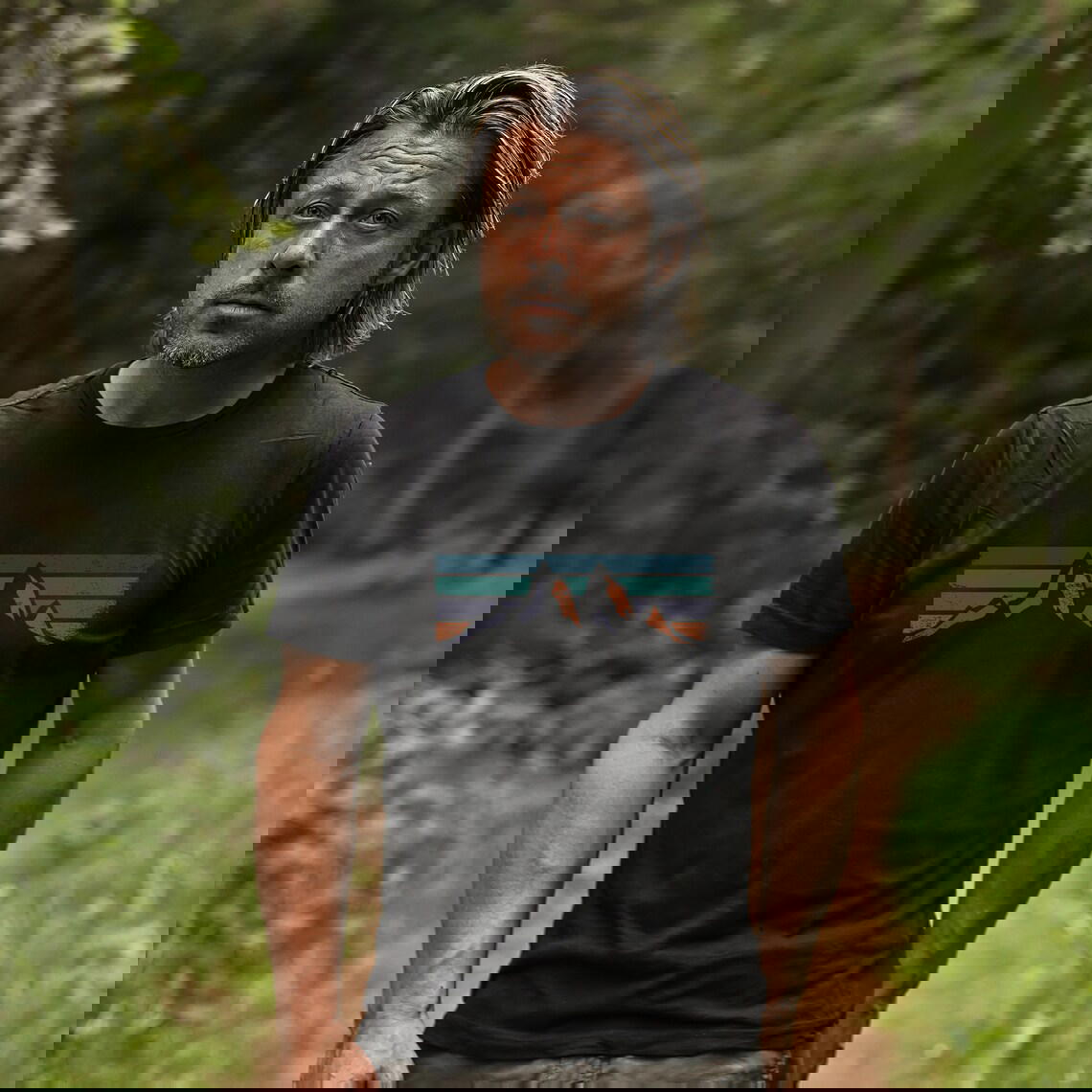 T-Shirt homme BIO - couché de soleil en montagne